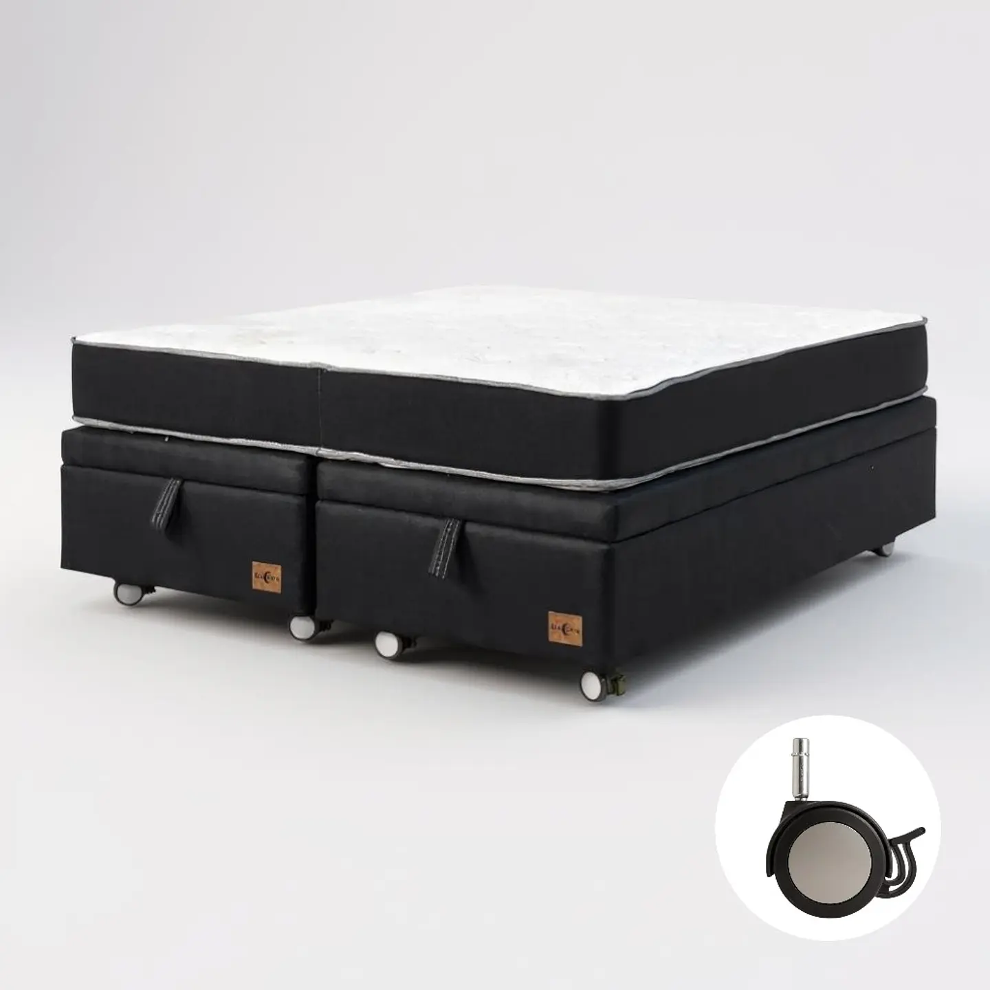 Cama Baul 2 Plazas + Colchon Black / Con Ruedas (Negro) 4
