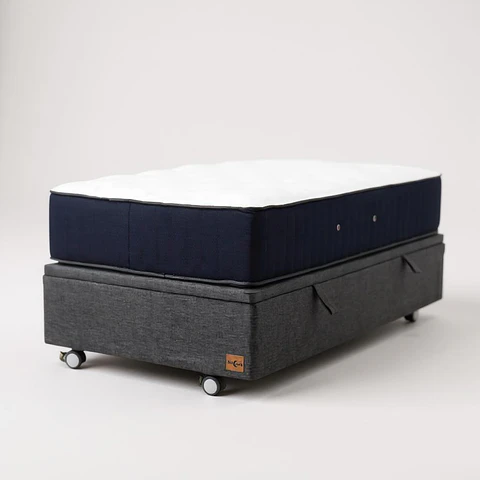 Cama Baul 1 Plaza + Colchon CIC / Con Ruedas (Gris)