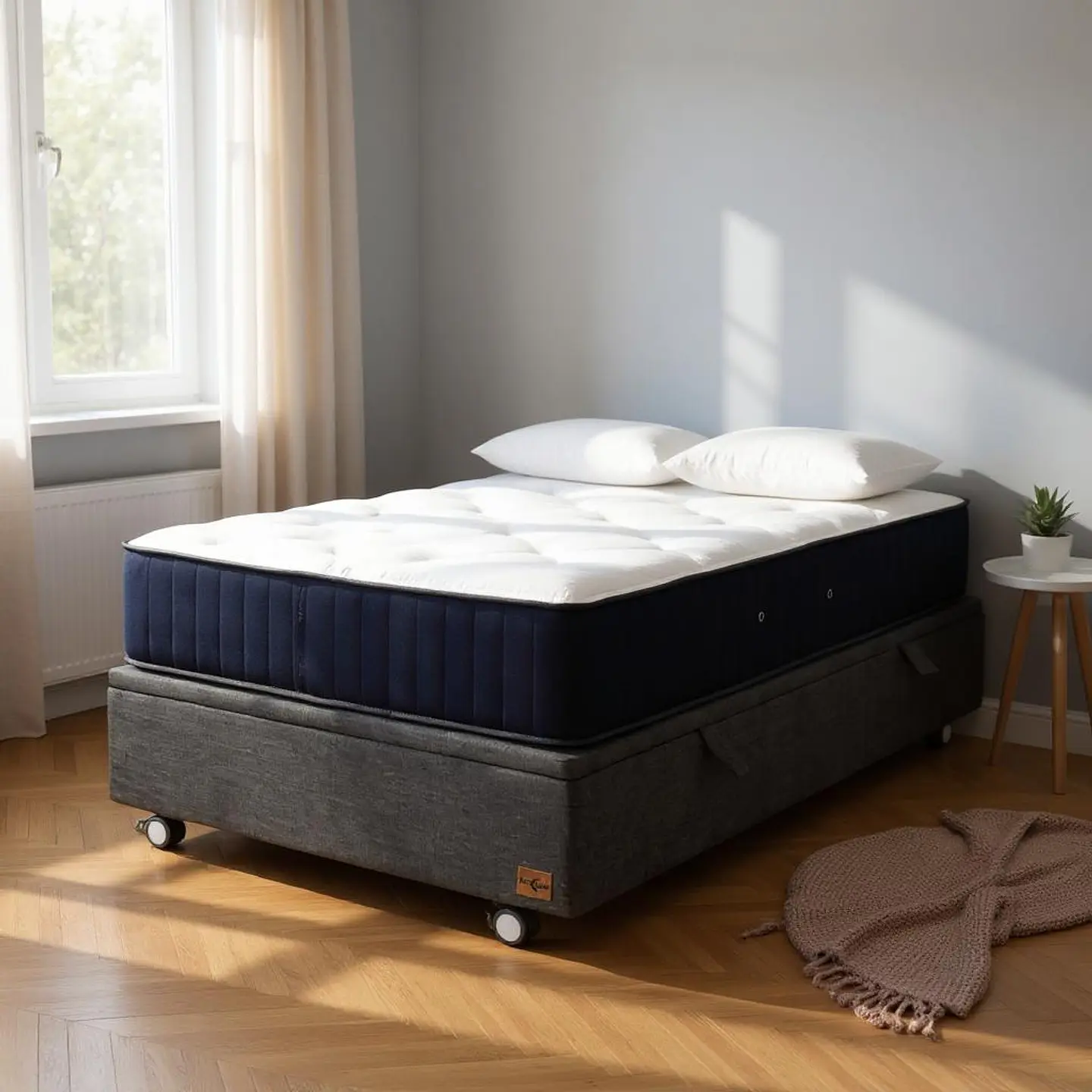 Cama Baul 1 Plaza + Colchon CIC / Con Ruedas (Gris) 1