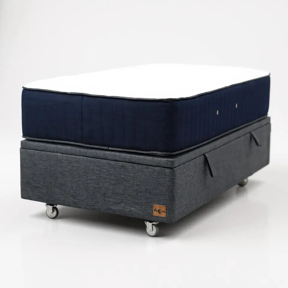Cama Baul 1 Plaza + Colchon CIC / Con Ruedas (Gris) 6
