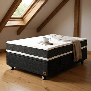 Cama Baul 1 Plaza + Colchon Ortopedic / Con Ruedas (Gris)