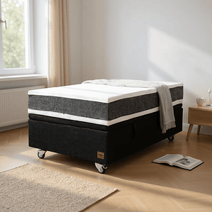 Cama Baul 1.5 Plaza + Colchon Ortopedic / Con Ruedas (Negro)