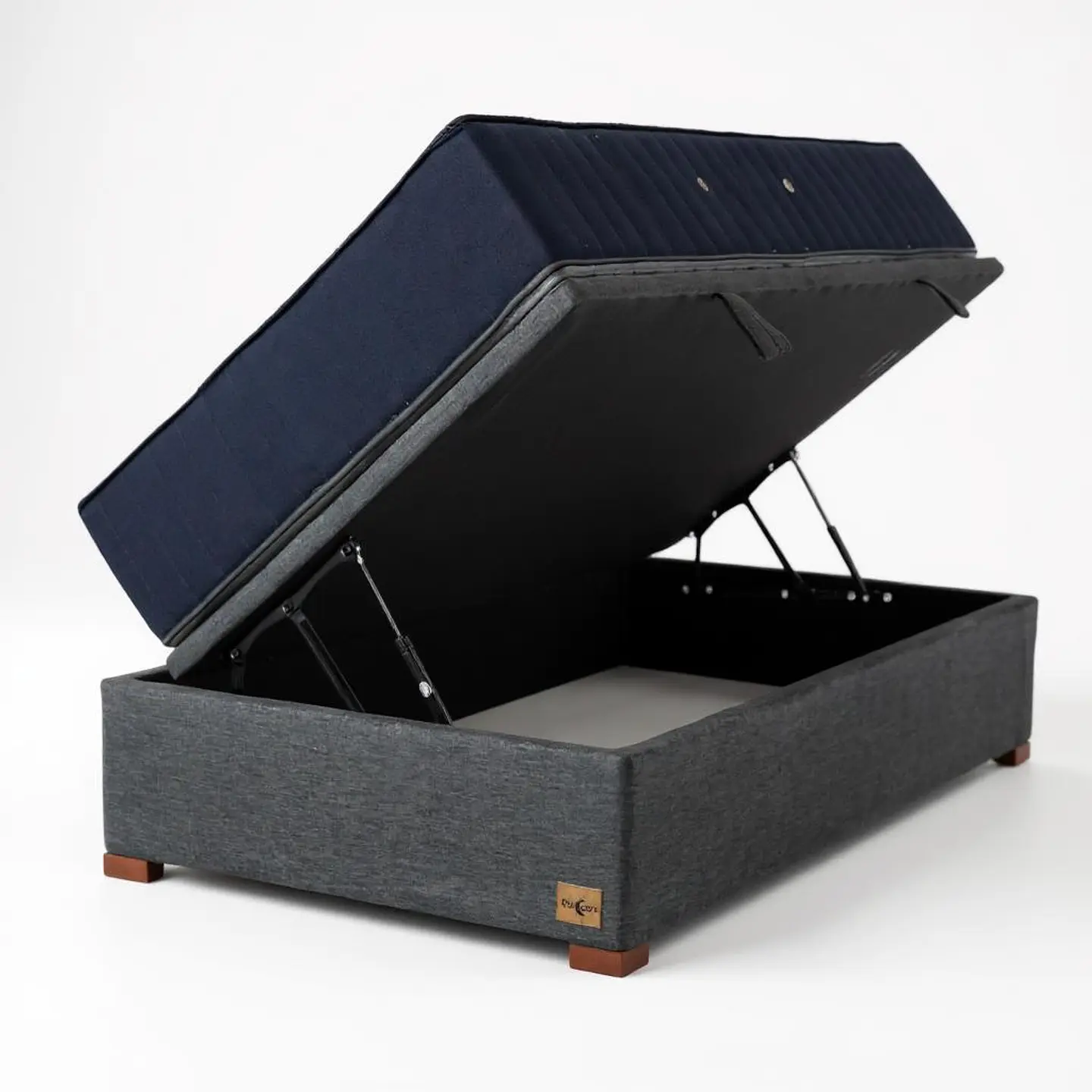 Cama Baul 1.5 Plaza + Colchon CIC / Con Patas De Madera (Gris) 2