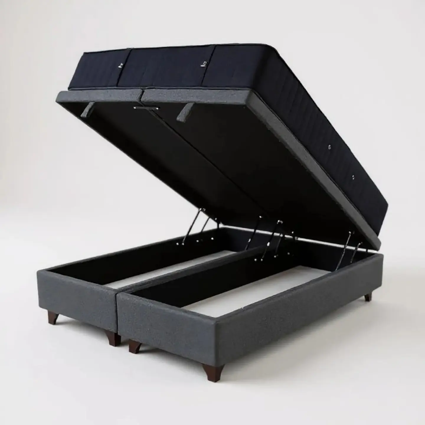 Cama Baul 2 Plazas + Colchon CIC / Patas de Madera (Gris) 3