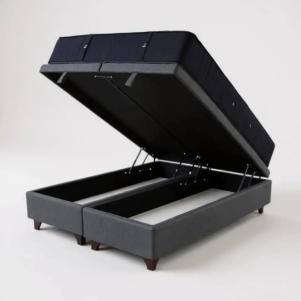 Cama Baul 2 Plazas + Colchon CIC / Patas de Madera (Gris) 3