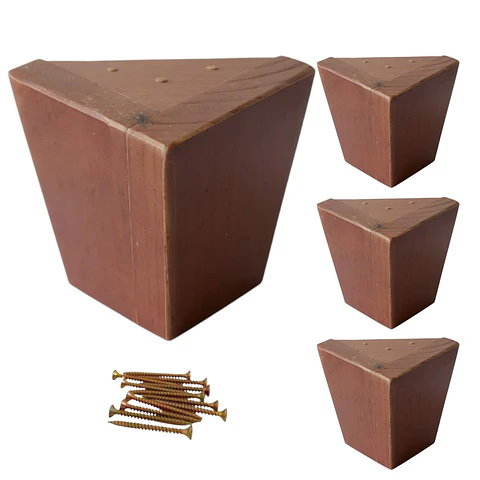 Kit De 4 patas Rectas Para Cama Europea Altura 11 cm - Color Roble Oscuro