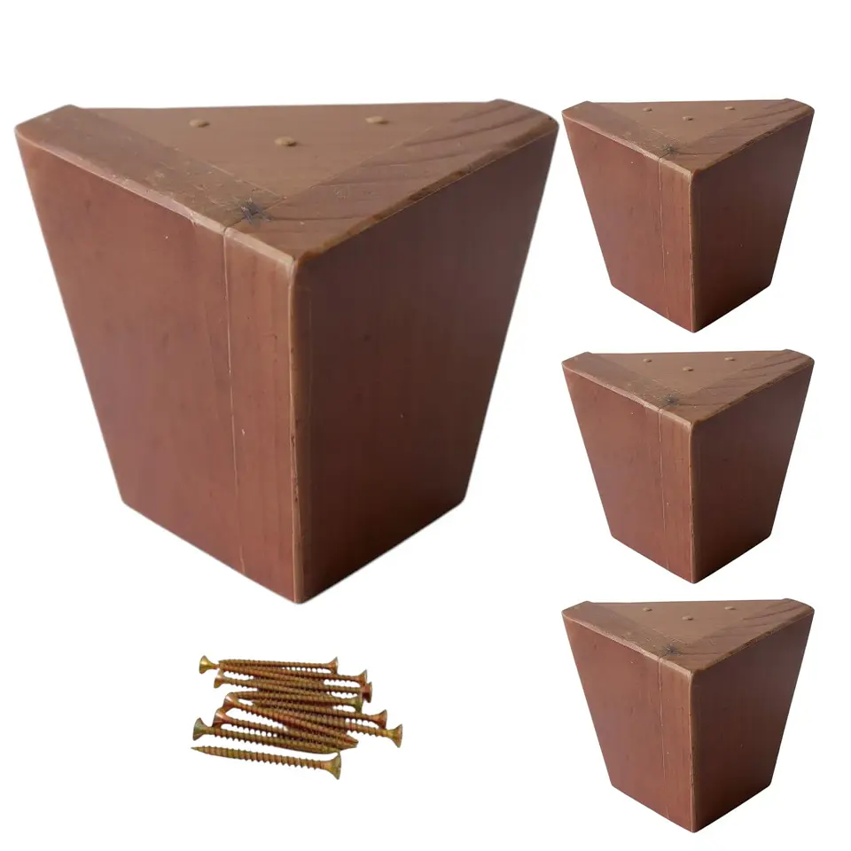 Kit De 4 patas Rectas Para Cama Europea Altura 11 cm - Color Roble Oscuro 1