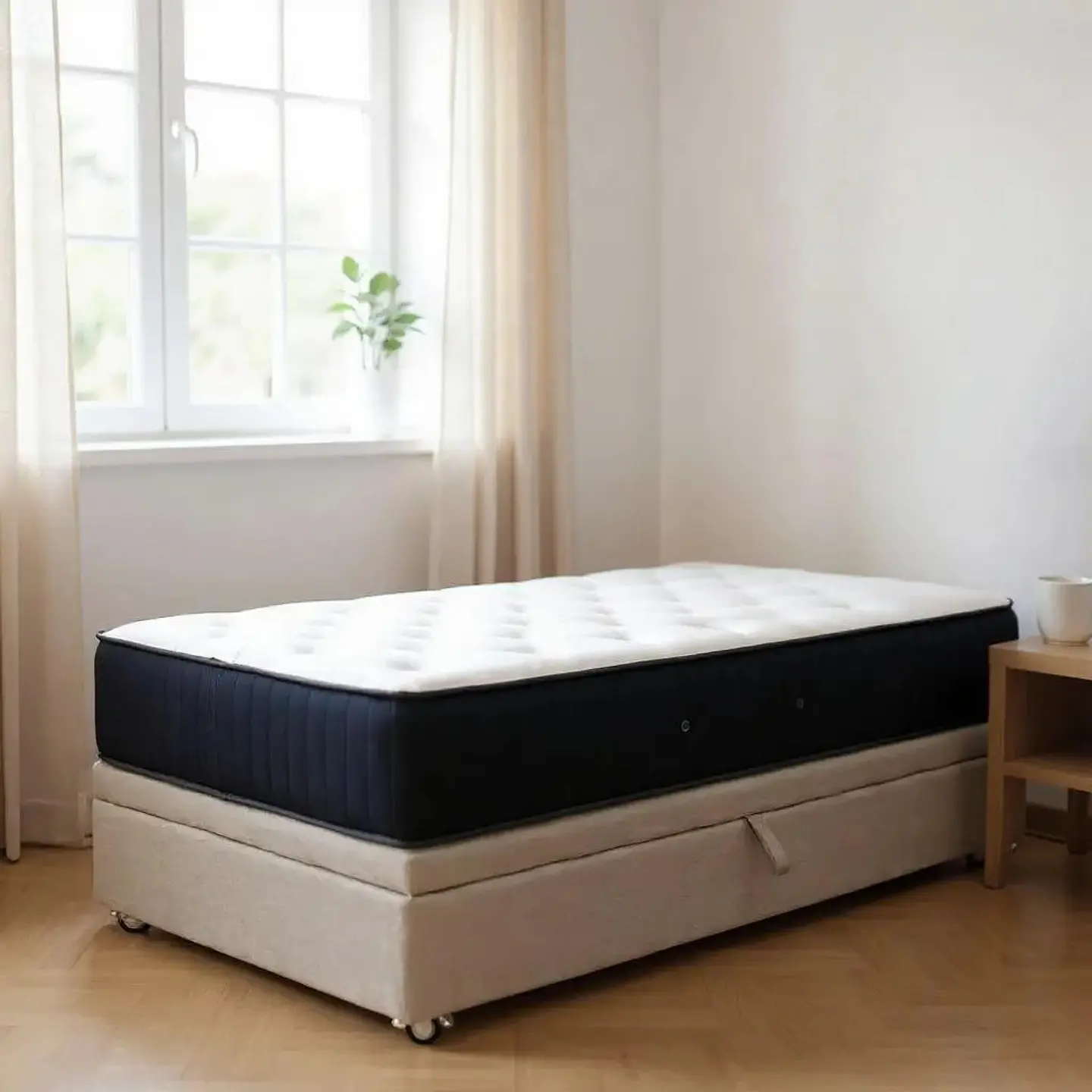 Cama Baul 1 Plaza + Colchon CIC / Con Ruedas (Beige) 8