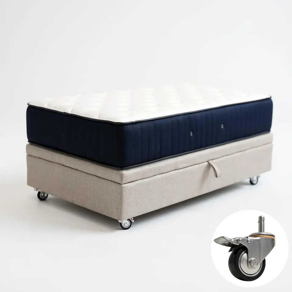 Cama Baul 1 Plaza + Colchon CIC / Con Ruedas (Beige) 10