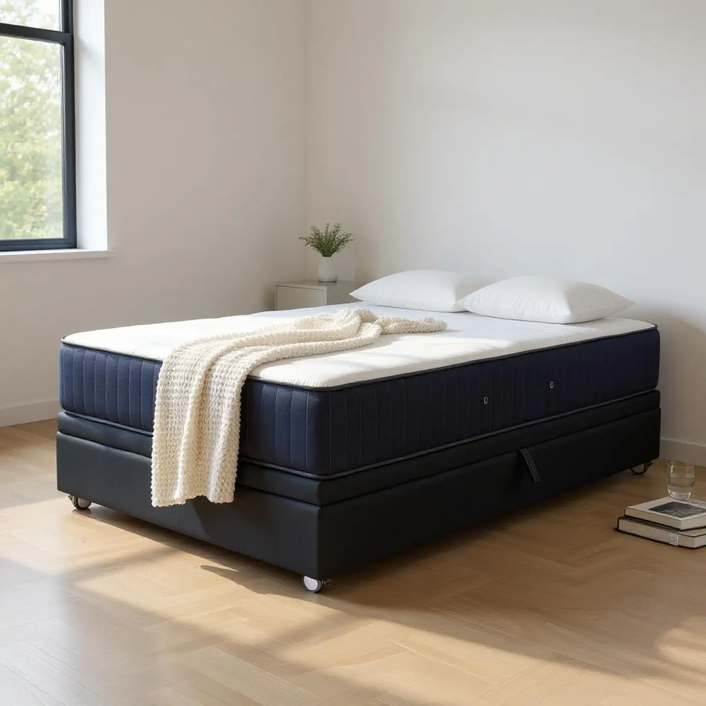 Cama Baul 1 Plaza + Colchon CIC / Con Ruedas  (Negro) 1
