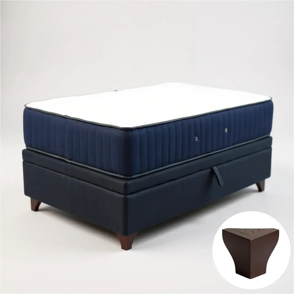 Cama Baul 1 Plaza + Colchon CIC / Con Patas De Madera (Negro) 3