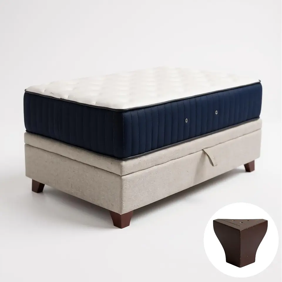 Cama Baul 1 Plaza + Colchon CIC / Con Patas De Madera (Beige) 6
