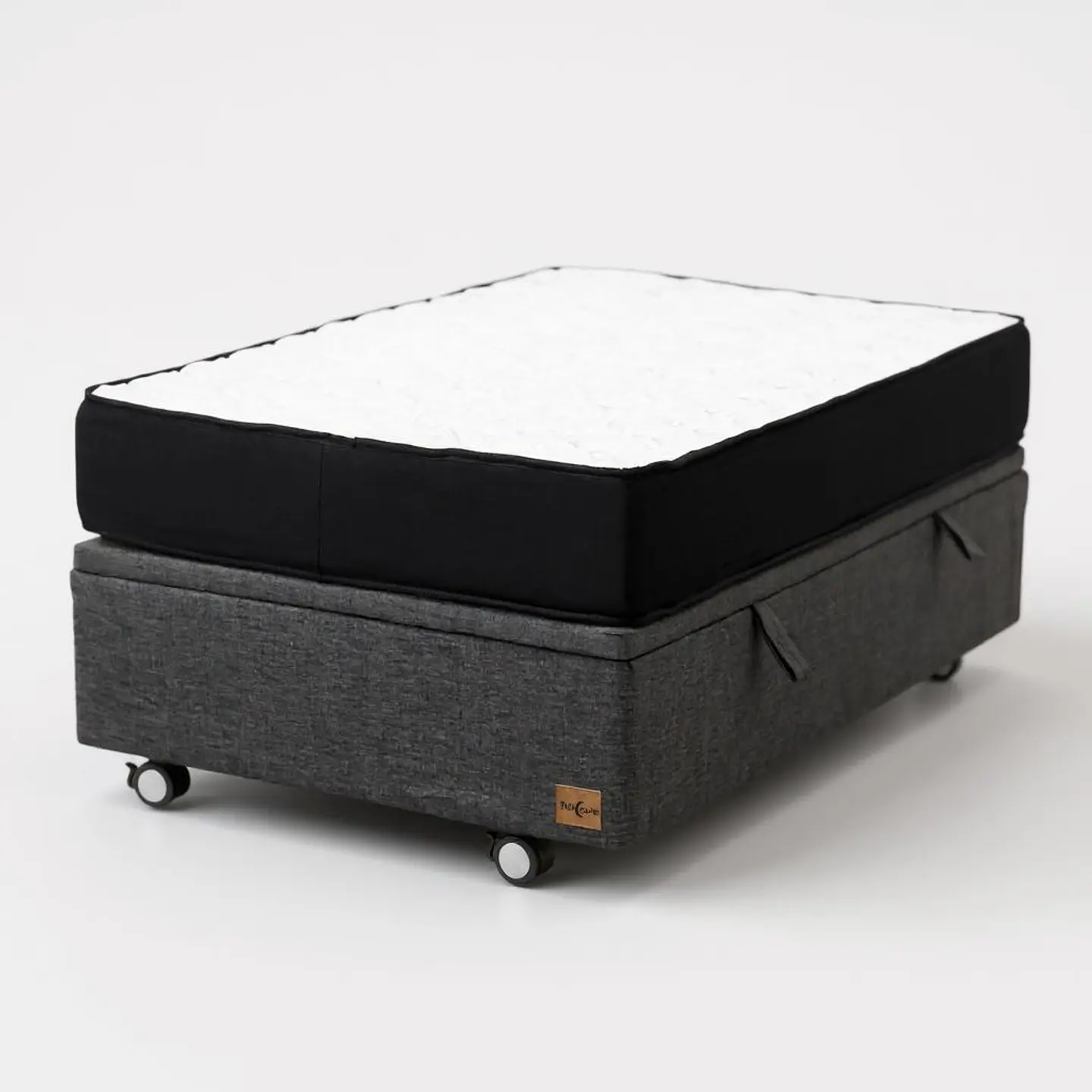 Cama Baul 1.5 Plaza + Colchon Black / Con Ruedas (Gris) 2