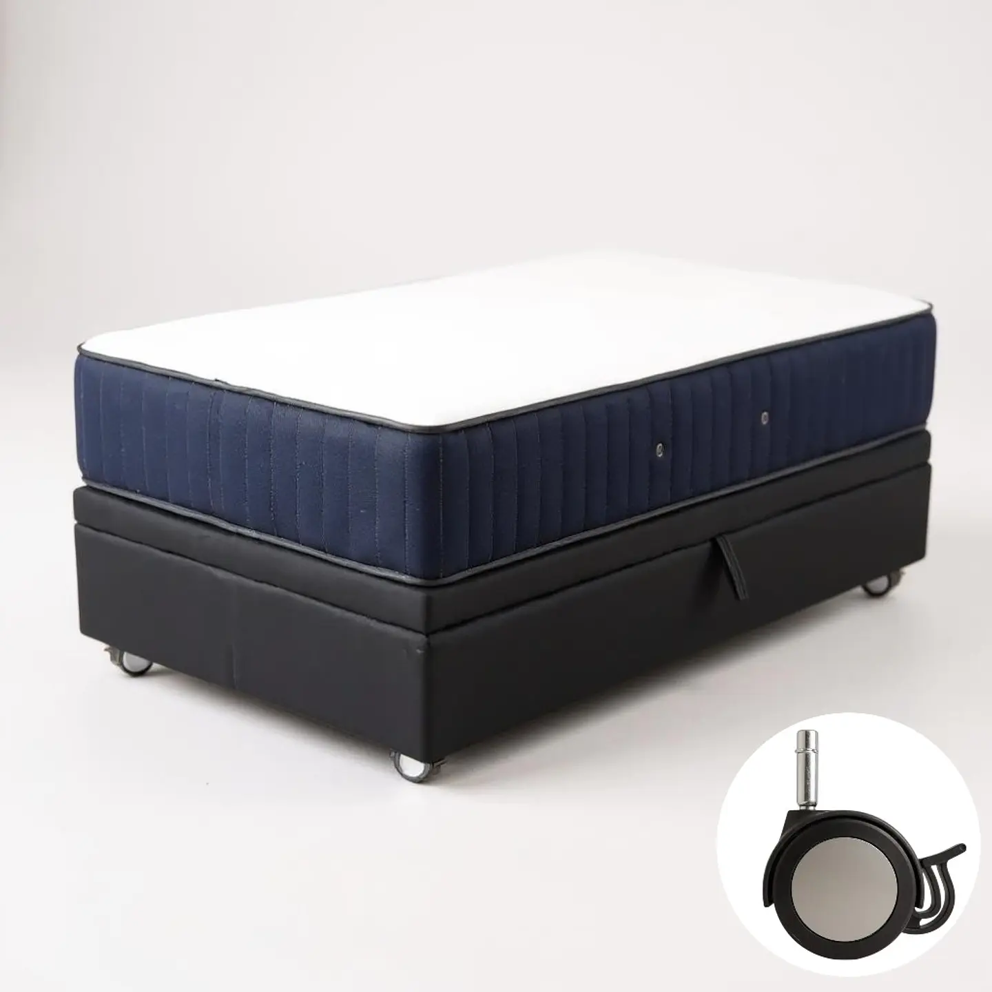 Cama Baul 1.5 Plaza + Colchon CIC / Con Ruedas (Negro) 3