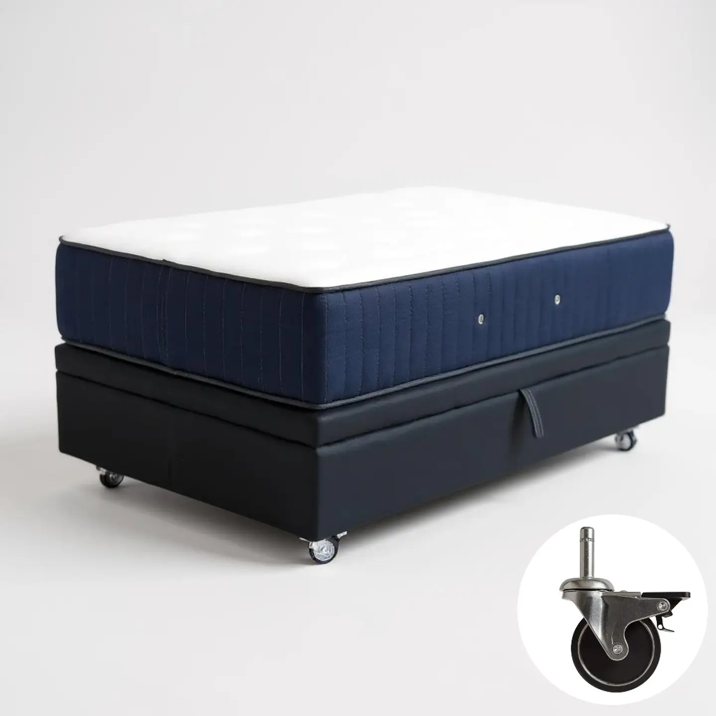 Cama Baul 1.5 Plaza + Colchon CIC / Con Ruedas (Negro) 6