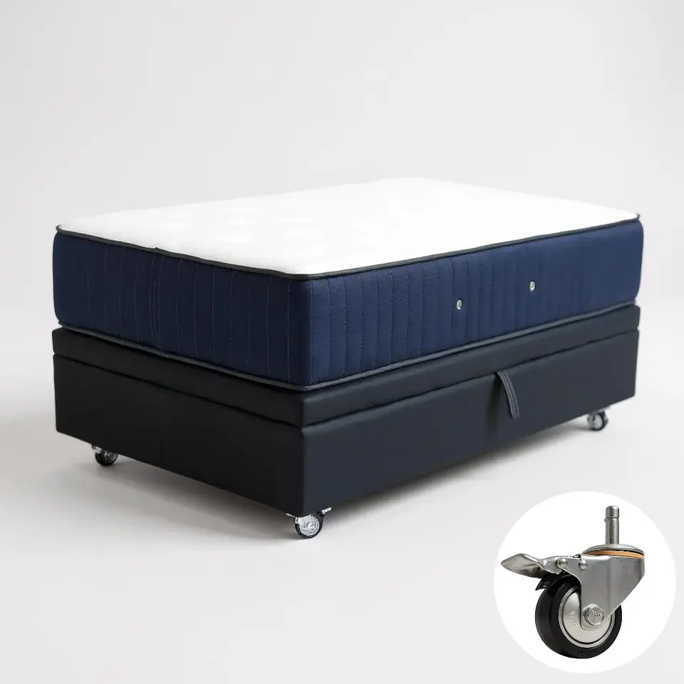 Cama Baul 1.5 Plaza + Colchon CIC / Con Ruedas (Negro) 10