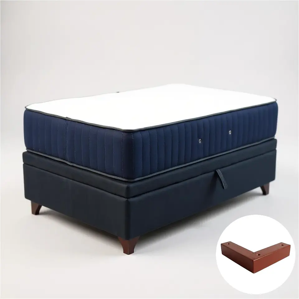 Cama Baul 1.5 Plaza + Colchon CIC / Con Patas De Madera (Negro) 3