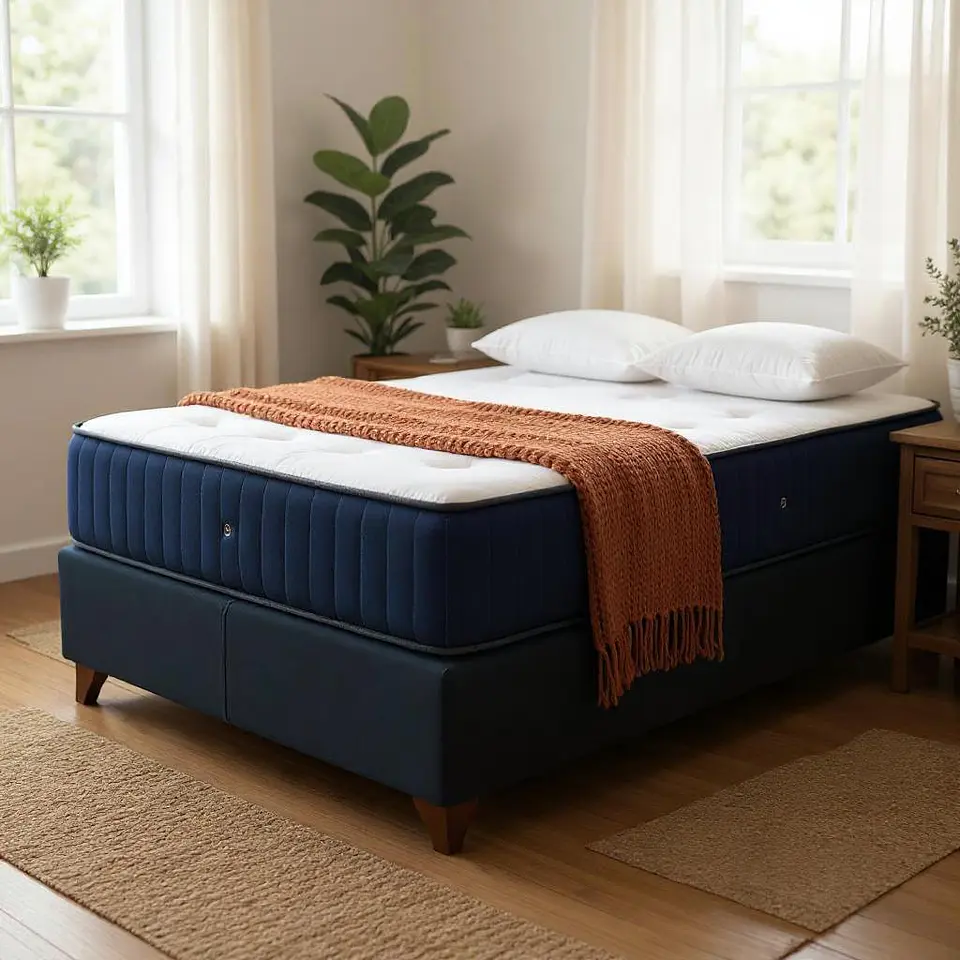 Cama Baul 1.5 Plaza + Colchon CIC / Con Patas De Madera (Negro) 1