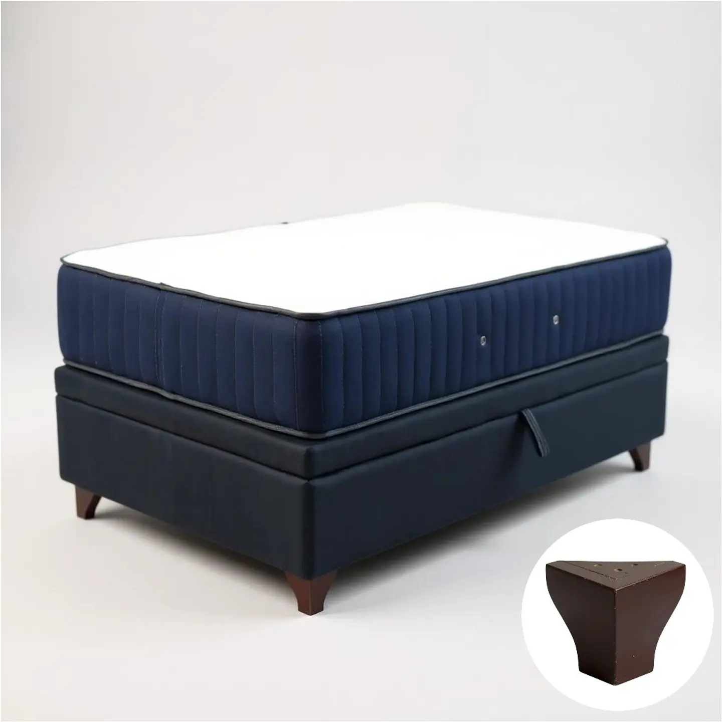 Cama Baul 1.5 Plaza + Colchon CIC / Con Patas De Madera (Negro) 6