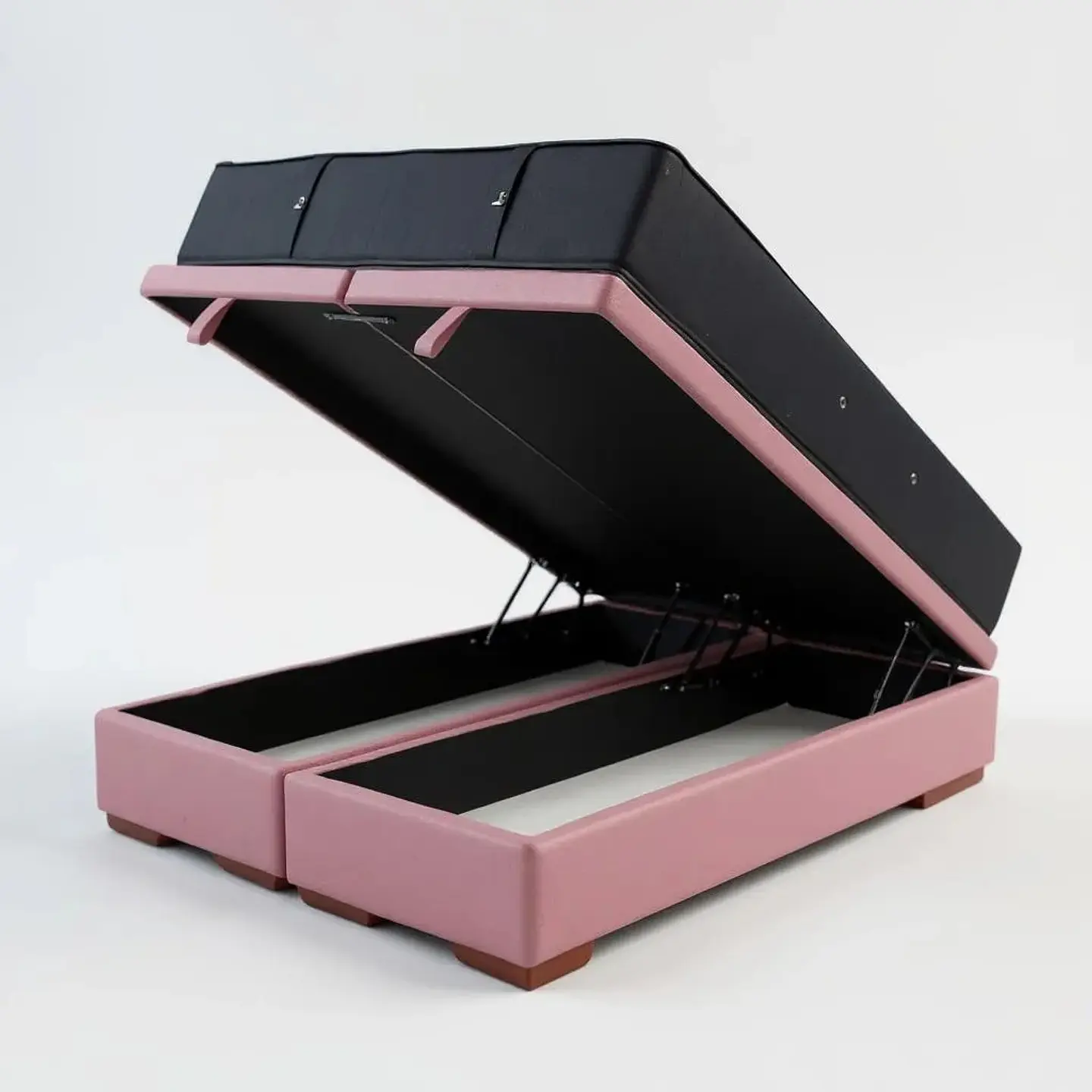 Cama Baul Full Dividida + Colchon CIC / Con Patas de Madera (Rosa) 2