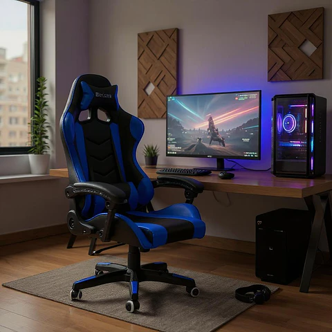 Silla Gamer Reclinable - Color Azul