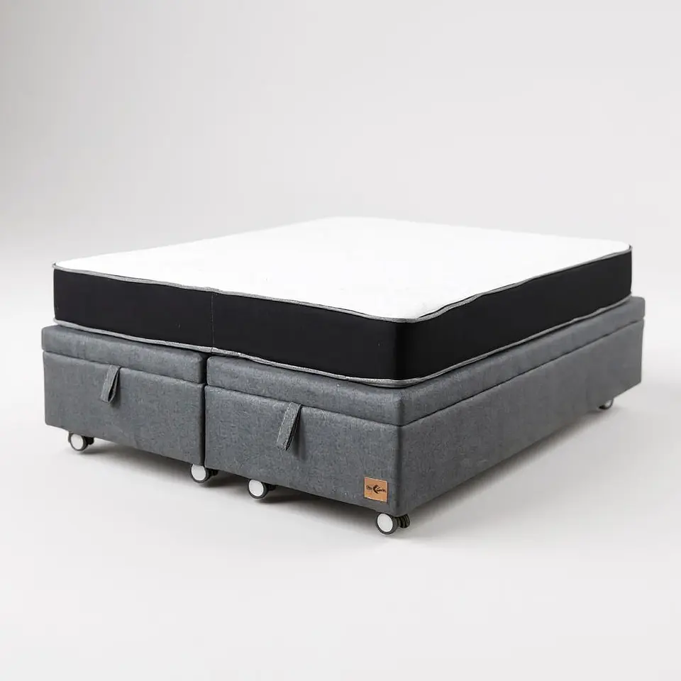 Cama Baul 2 Plazas + Colchon Black / Con Ruedas (Gris) 2