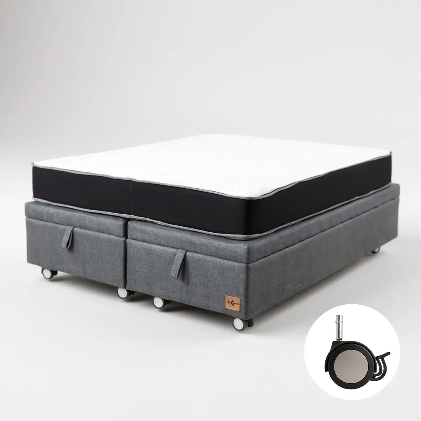 Cama Baul 2 Plazas + Colchon Black / Con Ruedas (Gris) 4