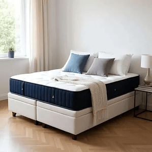 Cama Baul 2 Plazas + Colchon CIC / Con Patas de Madera (Beige)