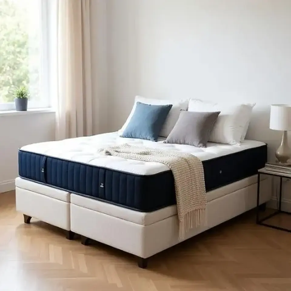 Cama Baul 2 Plazas + Colchon CIC / Patas de Madera (Beige) 1