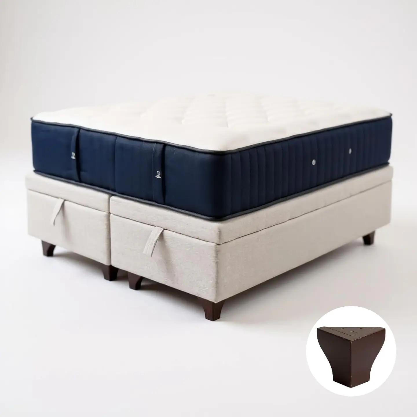 Cama Baul King + Colchon CIC / Con Patas de Madera (Beige) 7