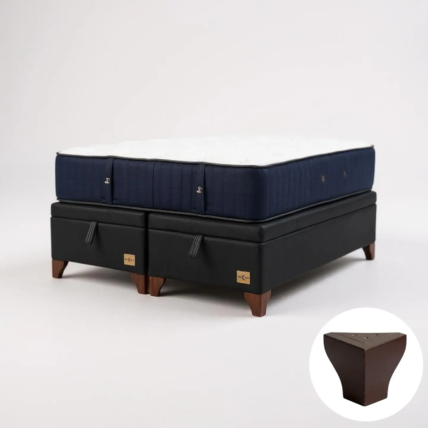Cama Baul King + Colchon CIC / Con Patas de Madera (Negro) 4