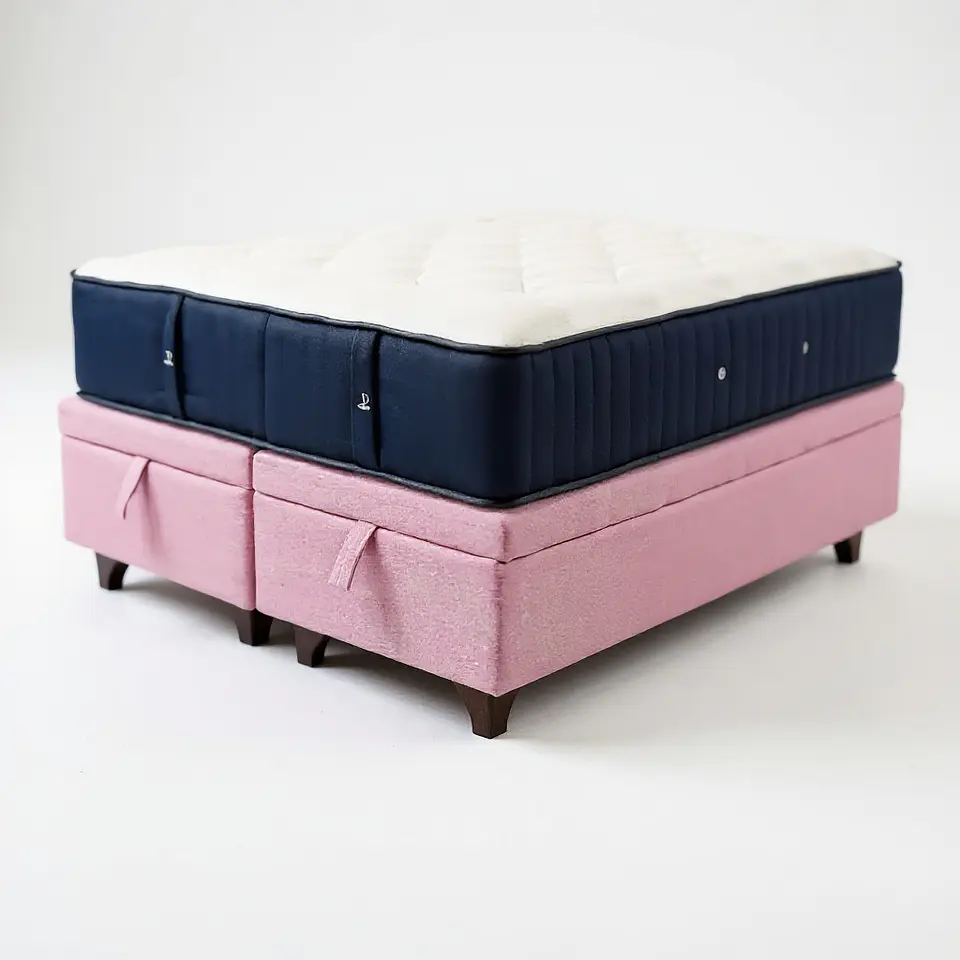 Cama Baul King + Colchon CIC / Con Patas de Madera (Rosa) 6
