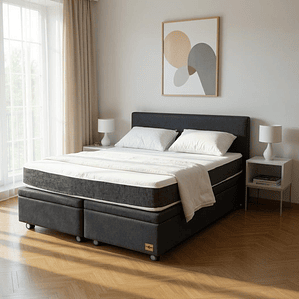 Cama Baul King + Colchon Ortopedic / Con Ruedas (Gris)