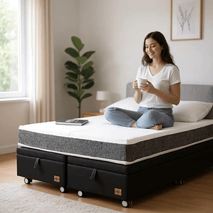 Cama Baul King + Colchon Ortopedic / Con Ruedas (Negro)