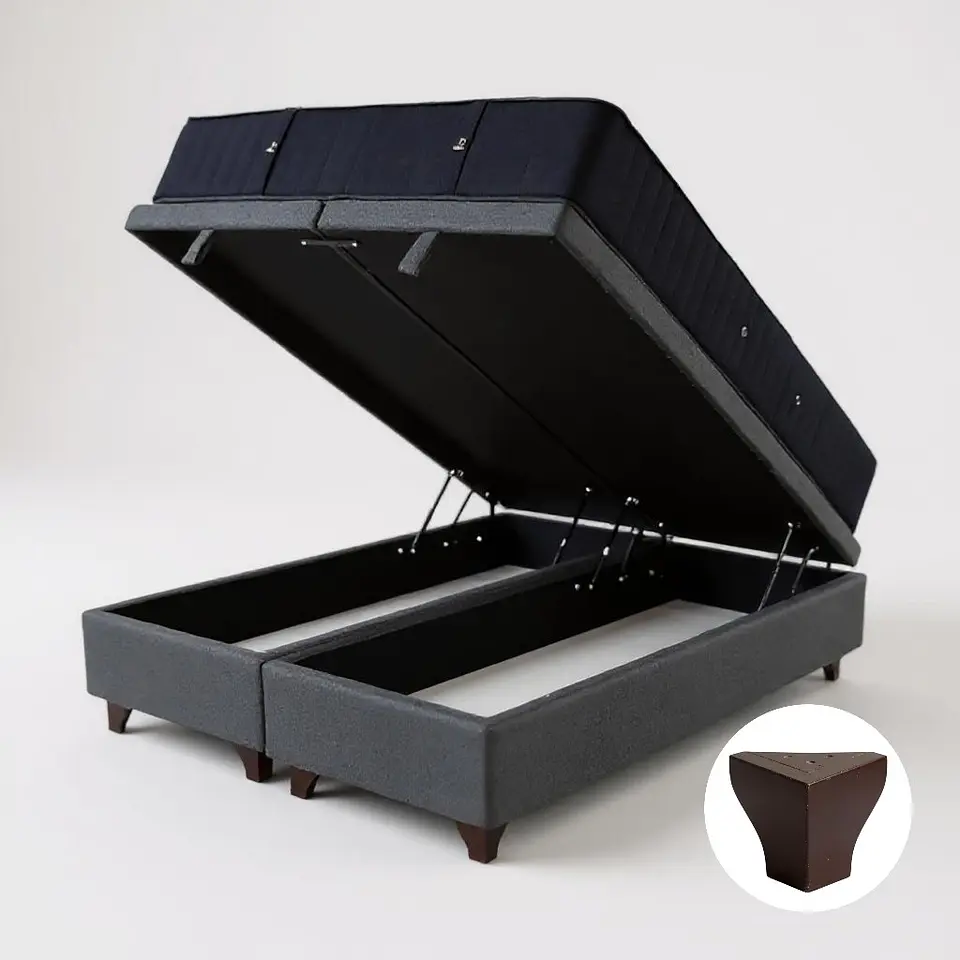 Cama Baul Super King + Colchon CIC / Patas de Madera (Gris) 4
