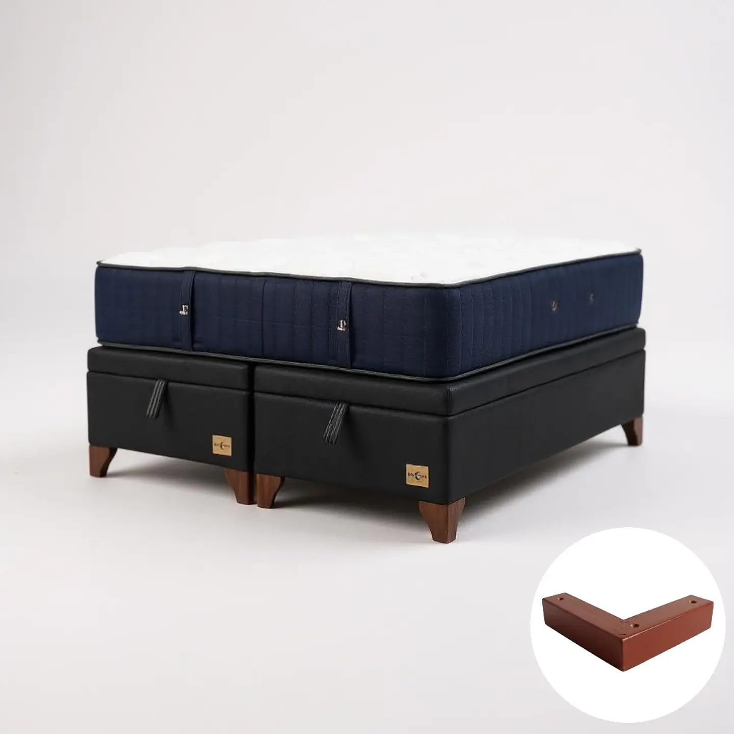 Cama Baul Super King + Colchon CIC / Patas de Madera (Negro) 6