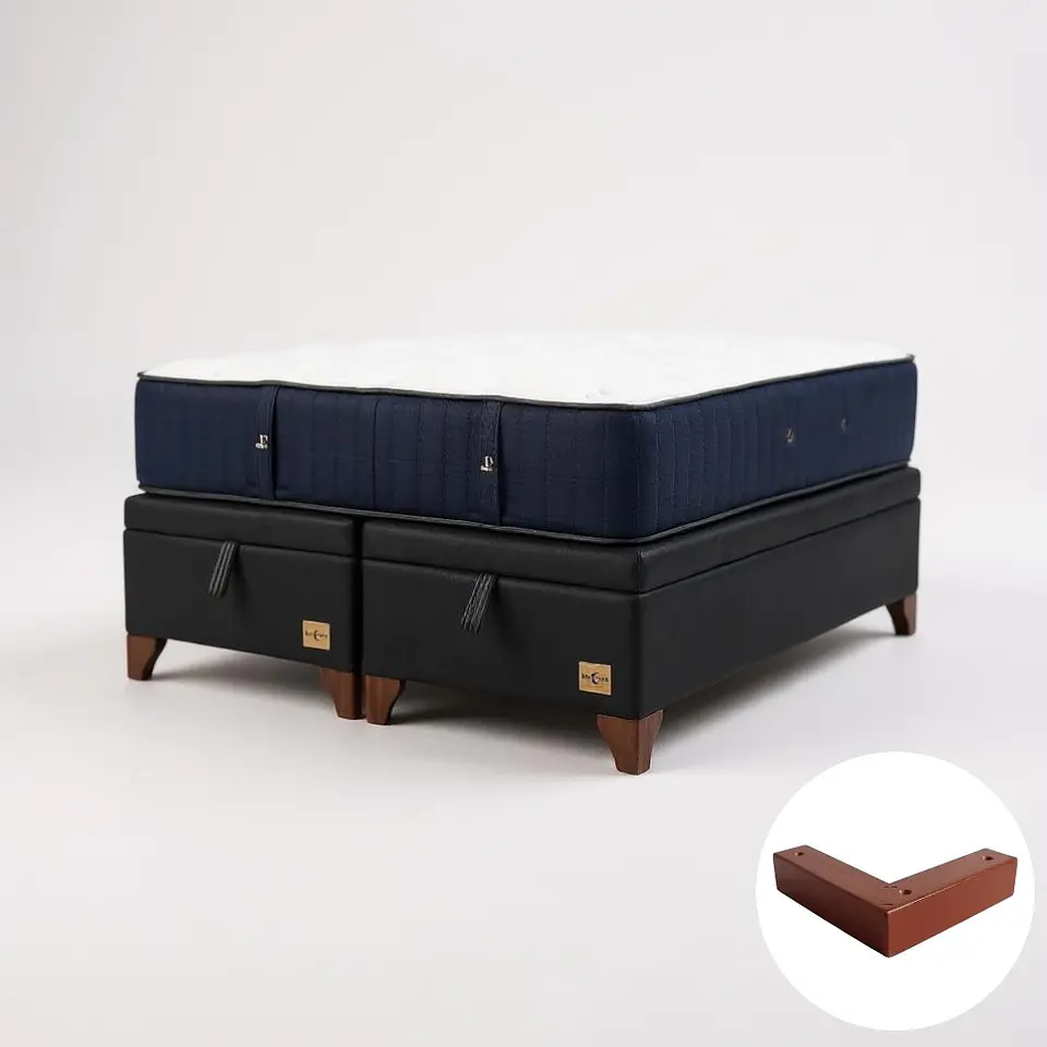 Cama Baul Super King + Colchon CIC / Patas de Madera (Negro) 6