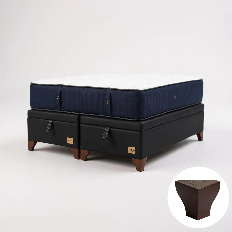Cama Baul Super King + Colchon CIC / Patas de Madera (Negro) 4