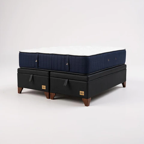 Cama Baul Super King + Colchon CIC / Patas de Madera (Negro)