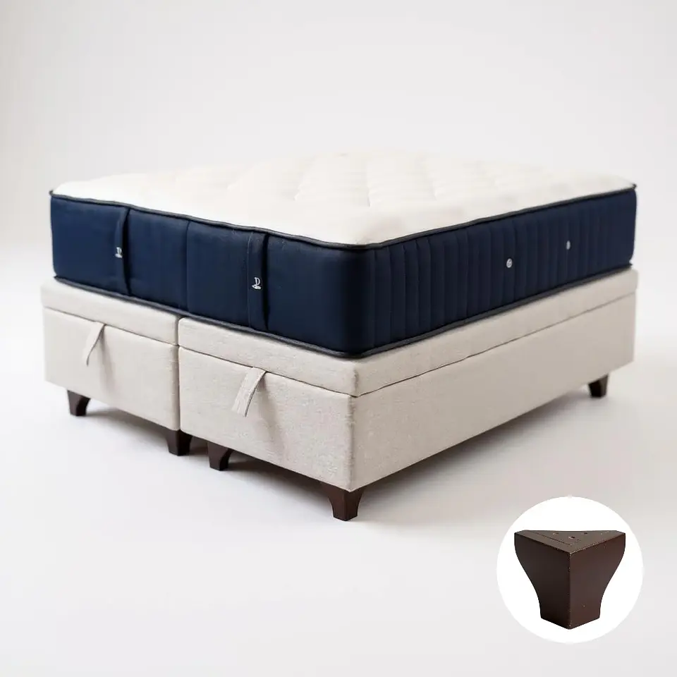 Cama Baul Super King + Colchon CIC / Patas de Madera (Beige) 5