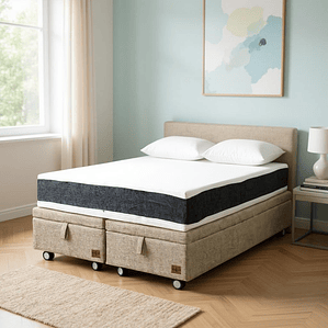 Cama Baul Super King + Colchon Ortopedic / Con Ruedas (Beige)