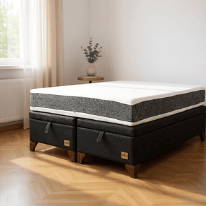 Cama Baul Super King + Colchon Ortopedic / Con Patas De Madera (Negro)