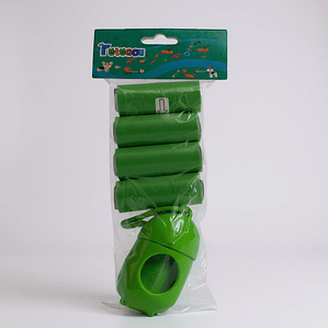 Bolsas de Basura para Perros + Dispensador (4 Unidades) VERDE