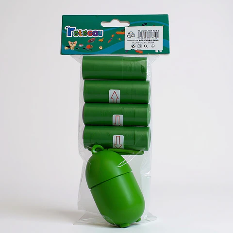 Bolsas de Basura para Perros + Dispensador (4 Unidades) VERDE