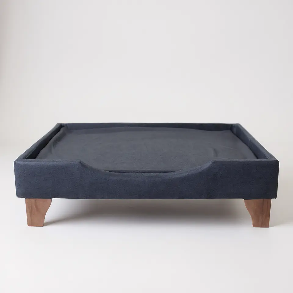 Cama de Mascotas - Talla S Extra (55x40 cm) / Patas De Madera 11 cm (Negro) 3