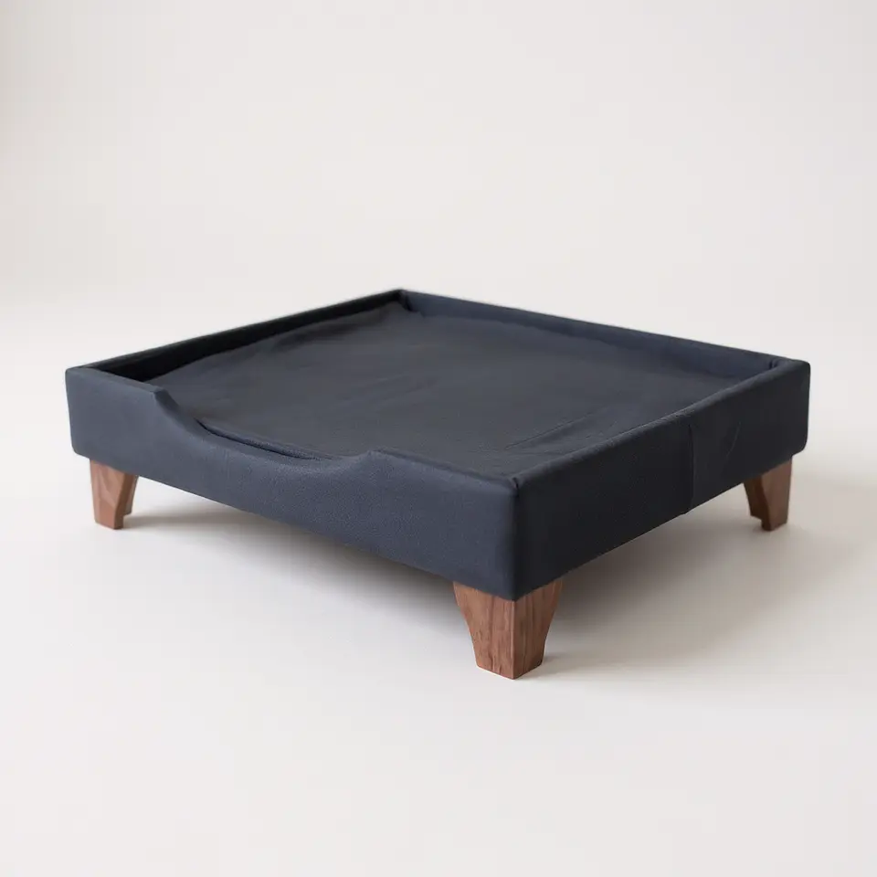 Cama de Mascotas - Talla S Extra (55x40 cm) / Patas De Madera 11 cm (Negro) 4