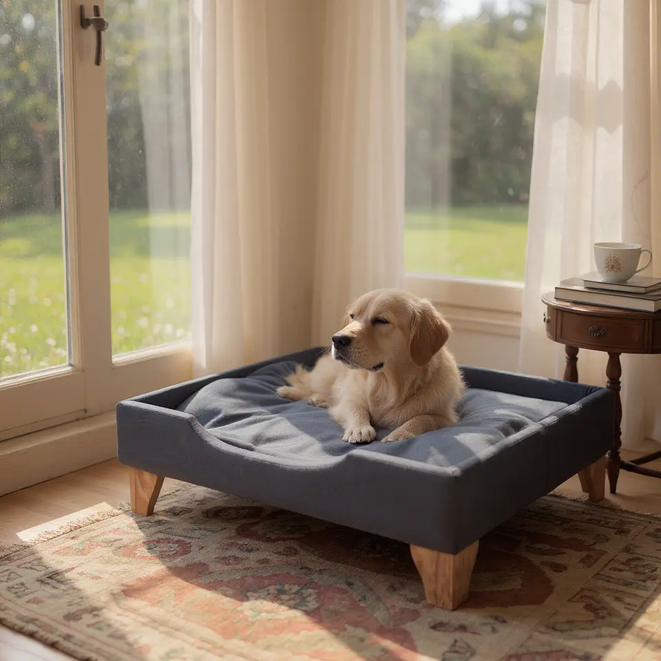 Cama de Mascotas - Talla XL EXTRA (110x80 cm) / Patas De Madera 11 cm (Negro) 1