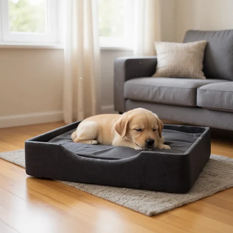 Cama de Mascotas - Talla S Extra (55x40 cm) / A Piso (Negro)