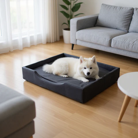 Cama de Mascotas - Talla M EXTRA (50x75 cm) / A Piso (Negro)