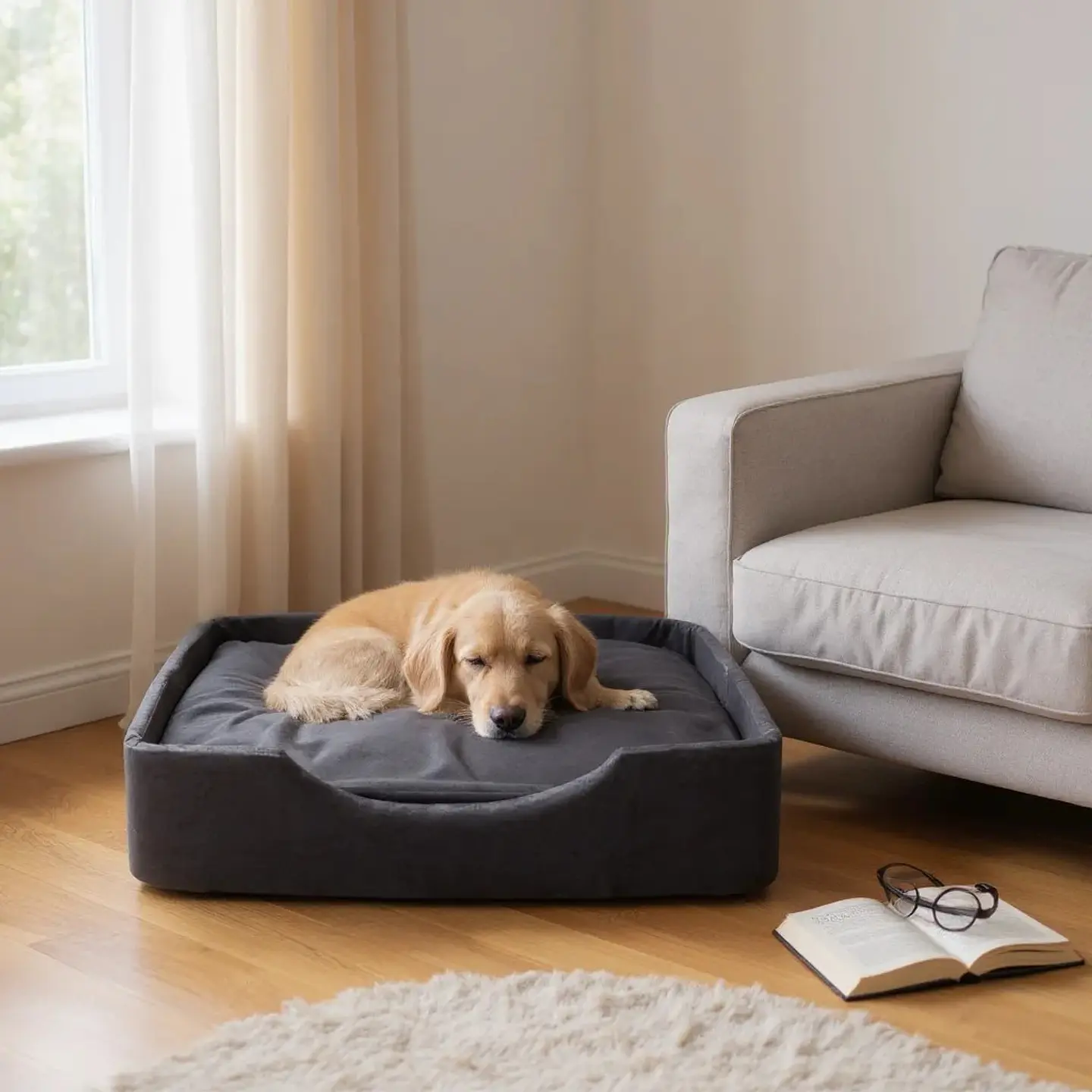 Cama de Mascotas - Talla L EXTRA (90x70 cm) / A Piso (Negro) 1